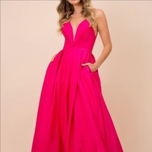 Fuscia colored prom dress